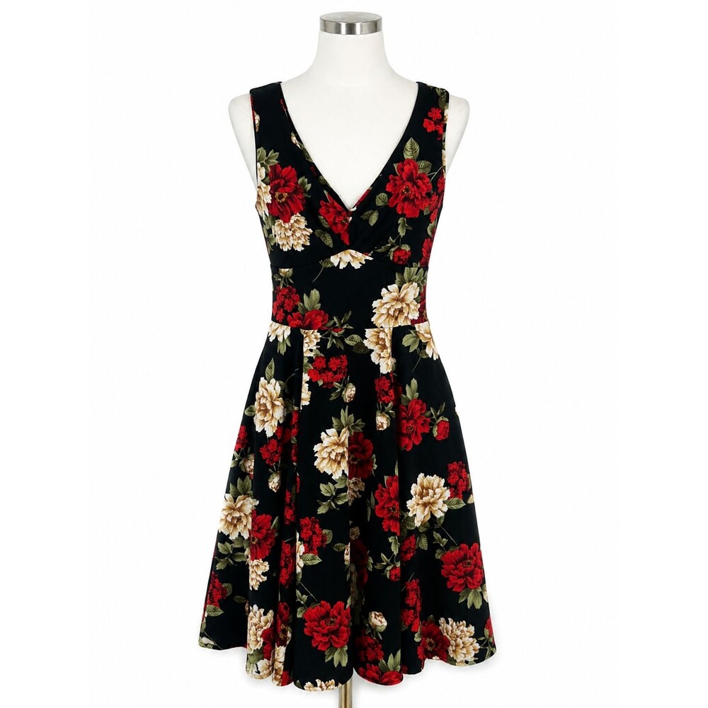 Women’s Y2k IXIA  Floral Fit & Flare Sleeveless V-Neck Dress Size M